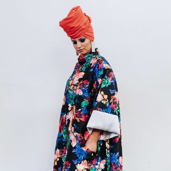 Afa Ah Loo 3X Custom Plus Kimono Floral Silk Project Runway Designer - Picture 1 of 8